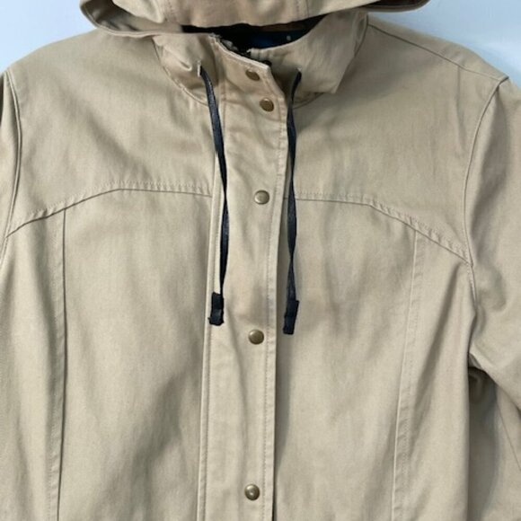 Betabrand Chore Cotton Twill Hooded Coat Khaki Morning Mess Women's Large - Picture 3 of 10